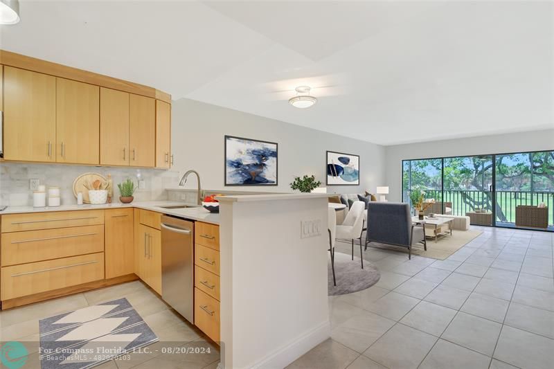 a kitchen with a cabinets and counter space