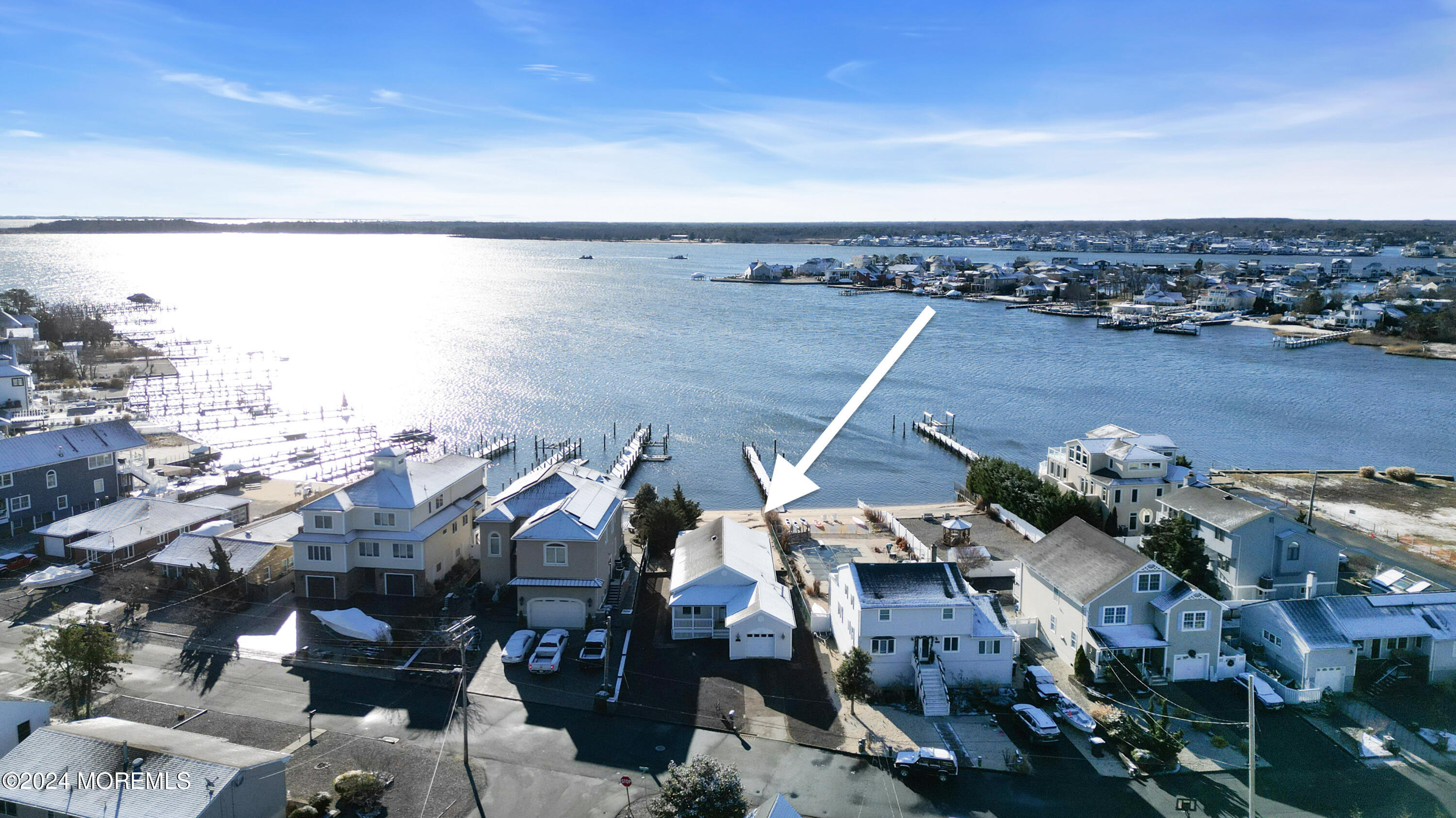 an aerial view of a building with outdoor space