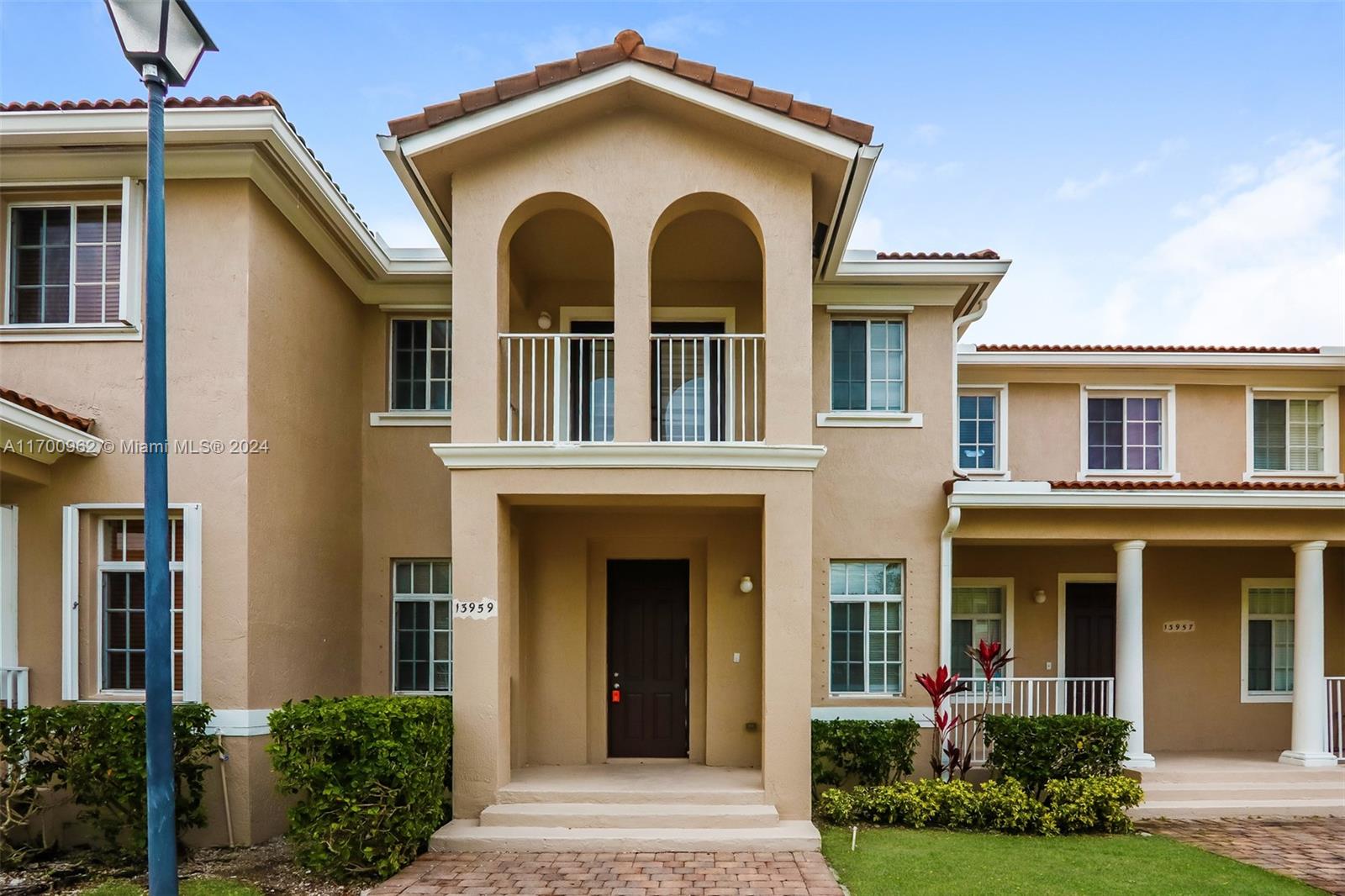 front view of a brick house