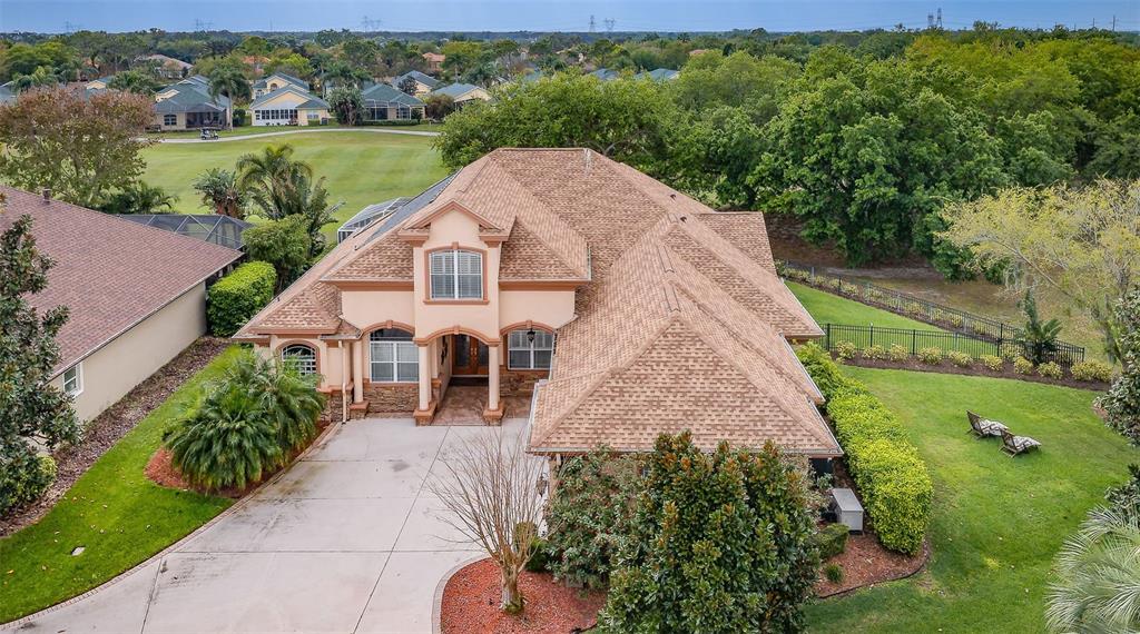 an aerial view of a house