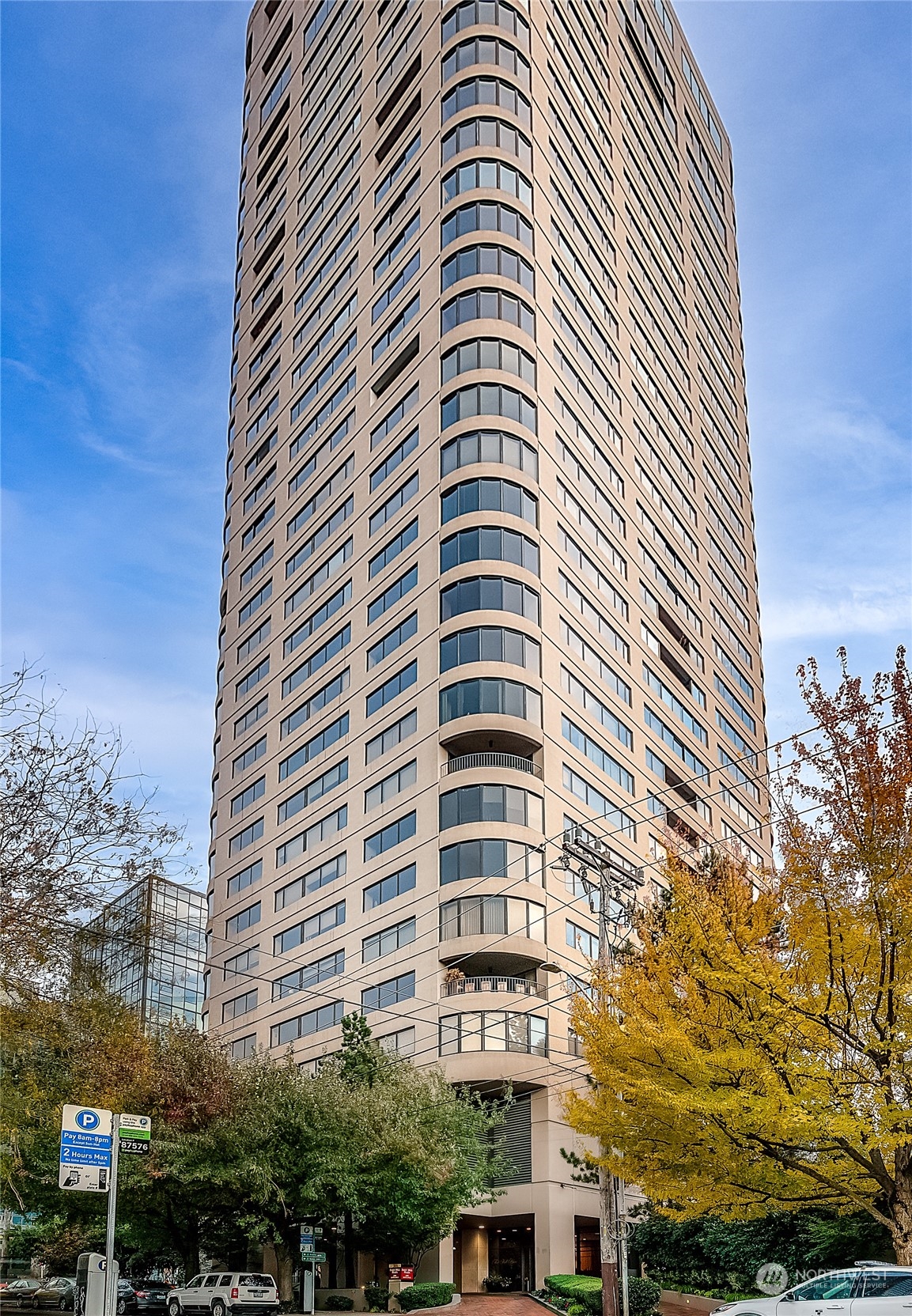 a front view of a building