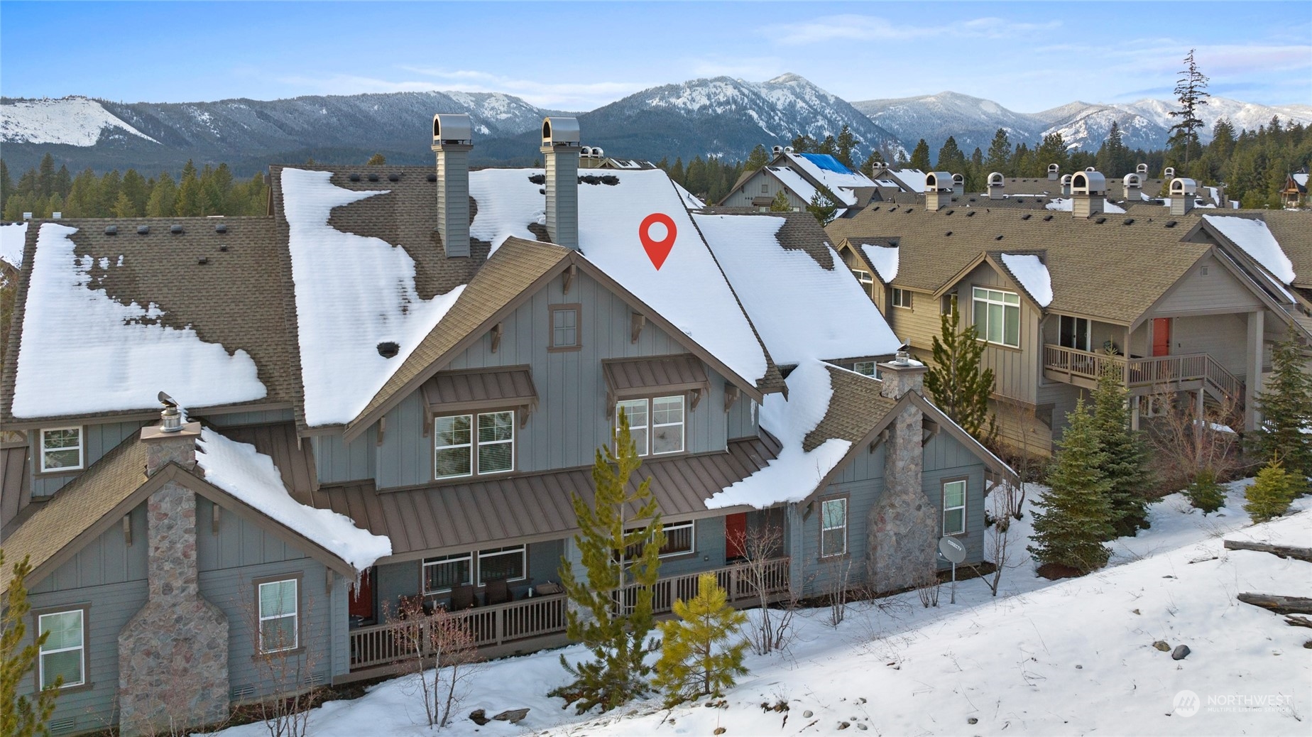 an aerial view of a house