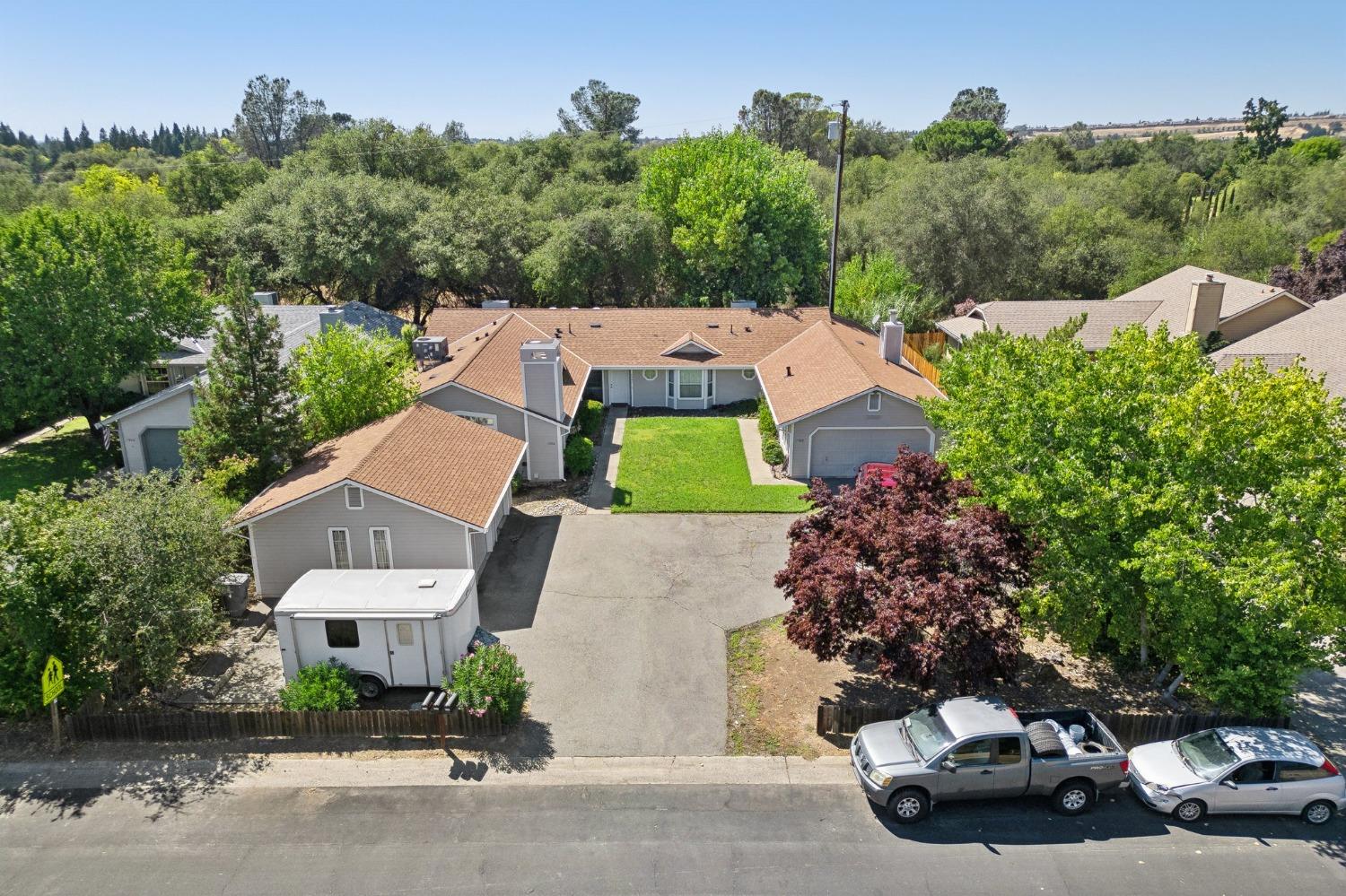 an aerial view of a house