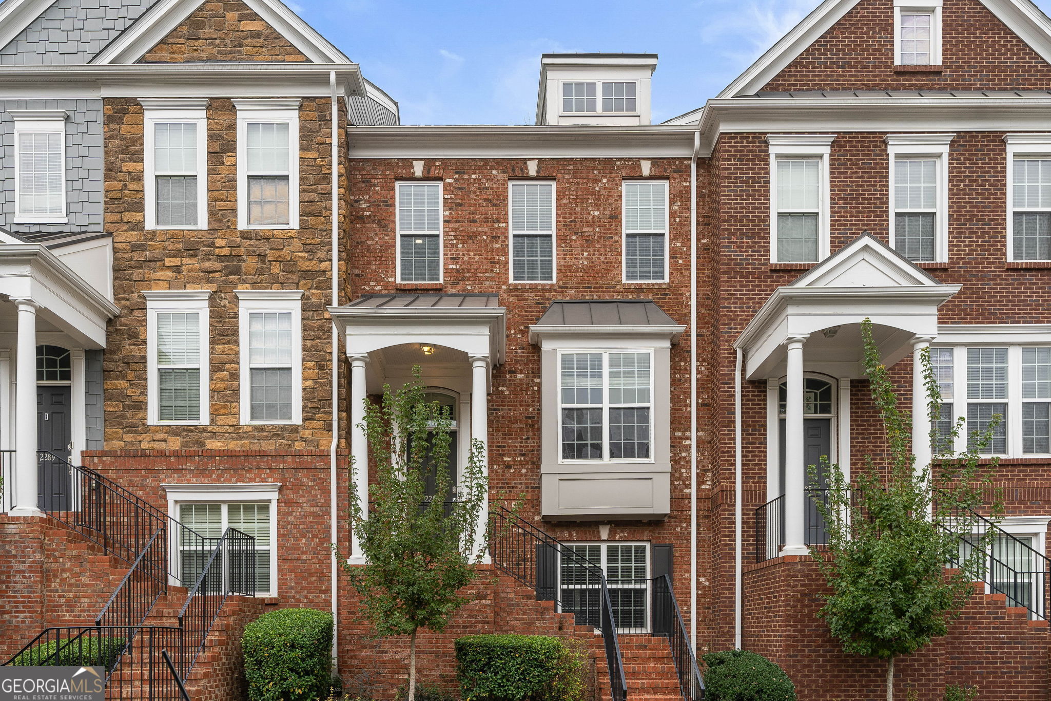 front view of a brick house