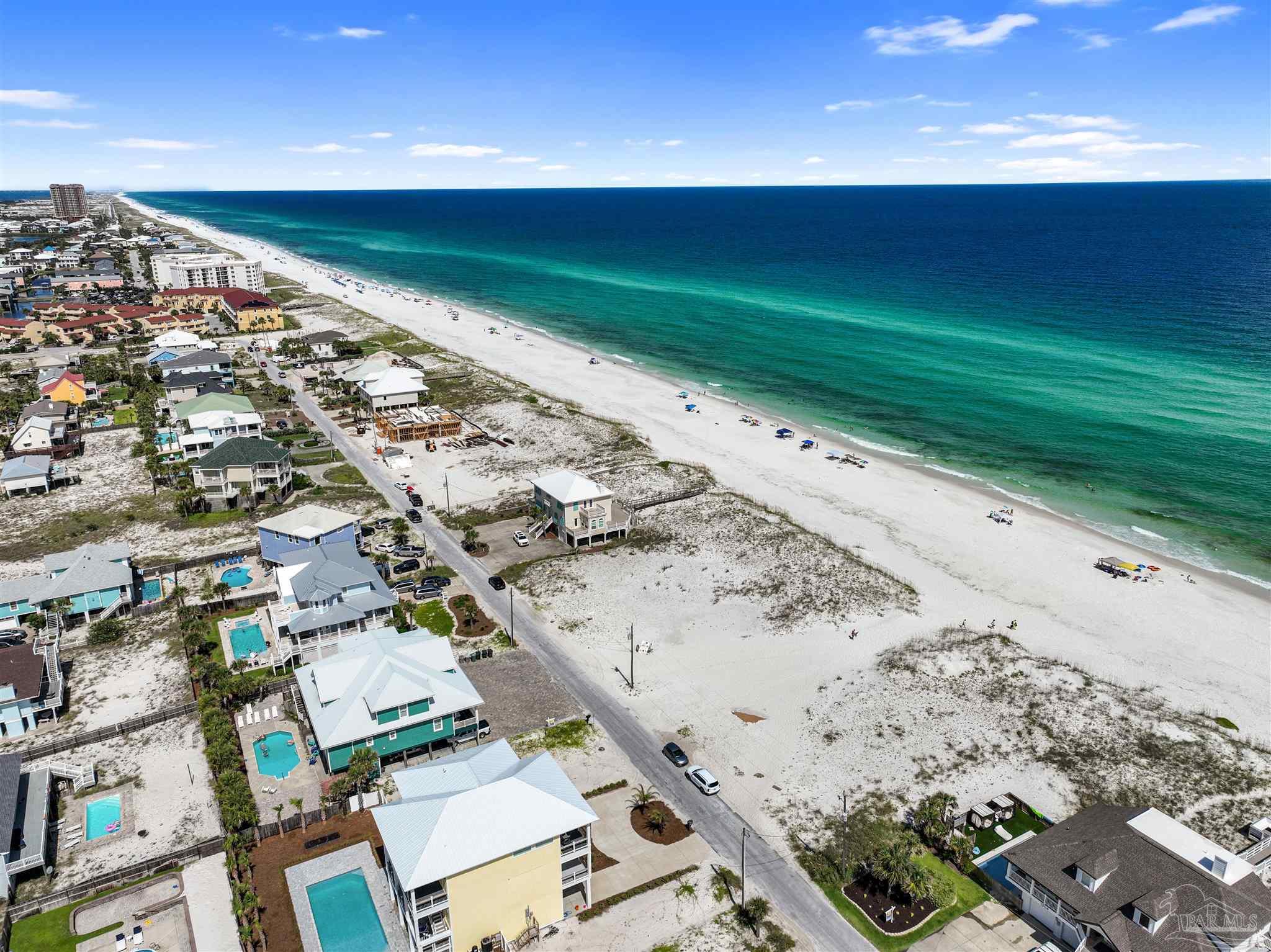 an aerial view of a beach