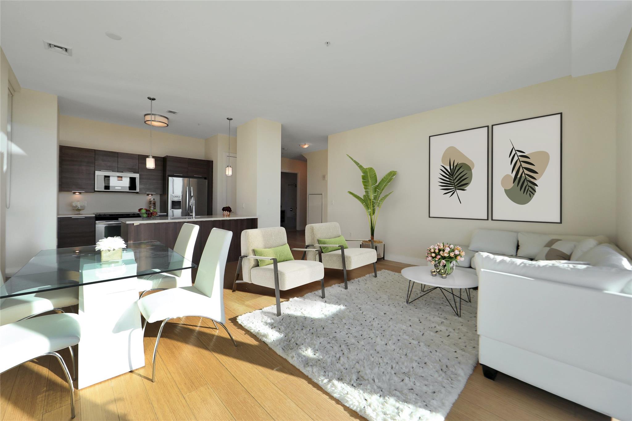 Living room featuring light wood-type flooring