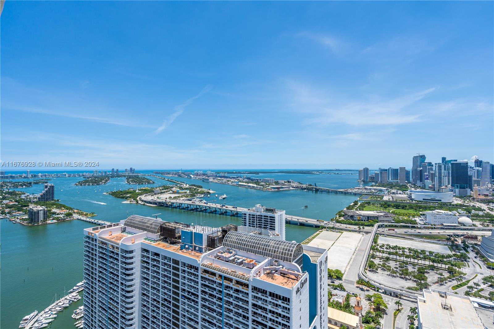 a city view with tall buildings