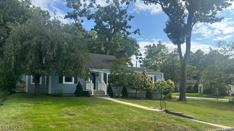 a view of a house with a yard and a tree