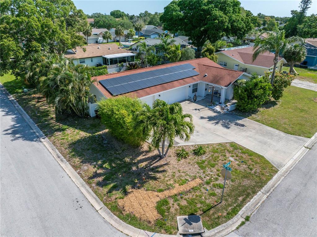 an aerial view of a house