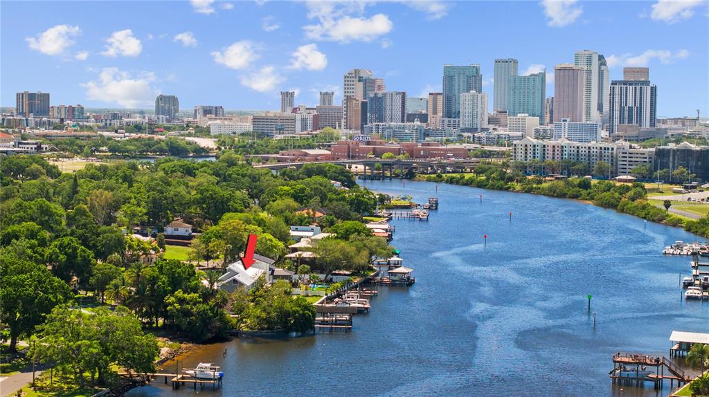 a view of a city with tall buildings