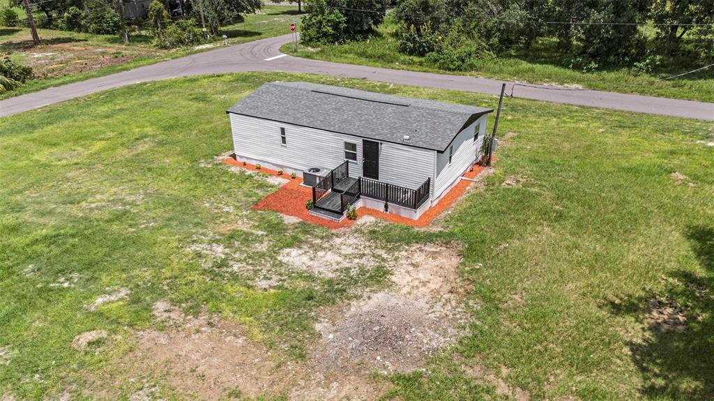 an aerial view of a house