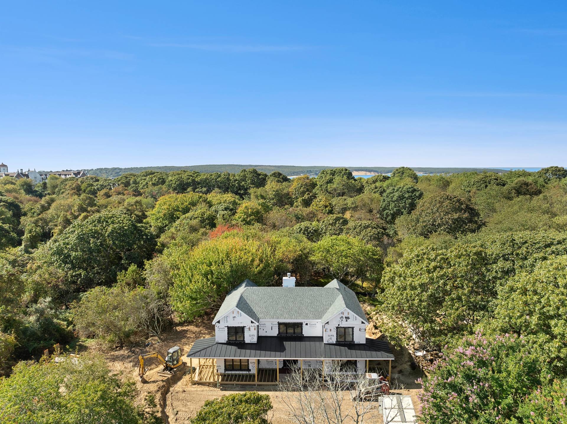 an aerial view of a house