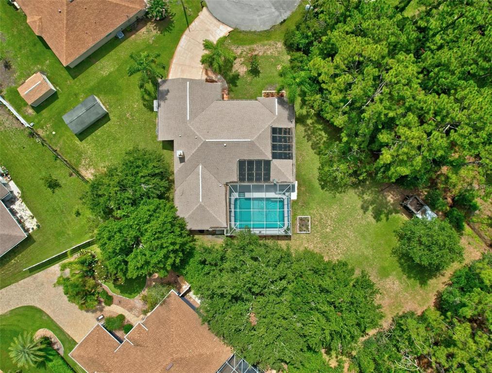 an aerial view of a house