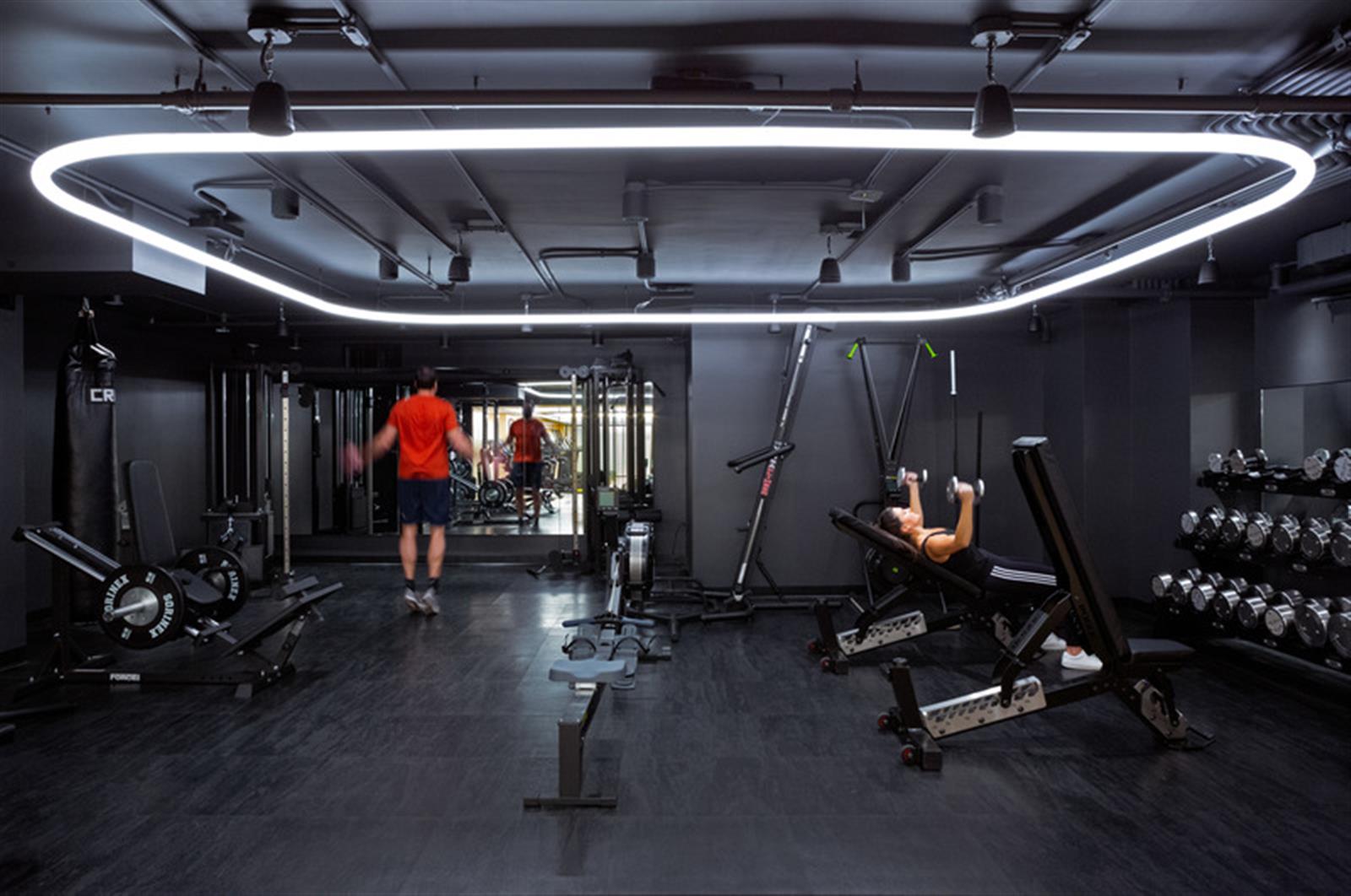 a view of a room with gym equipment