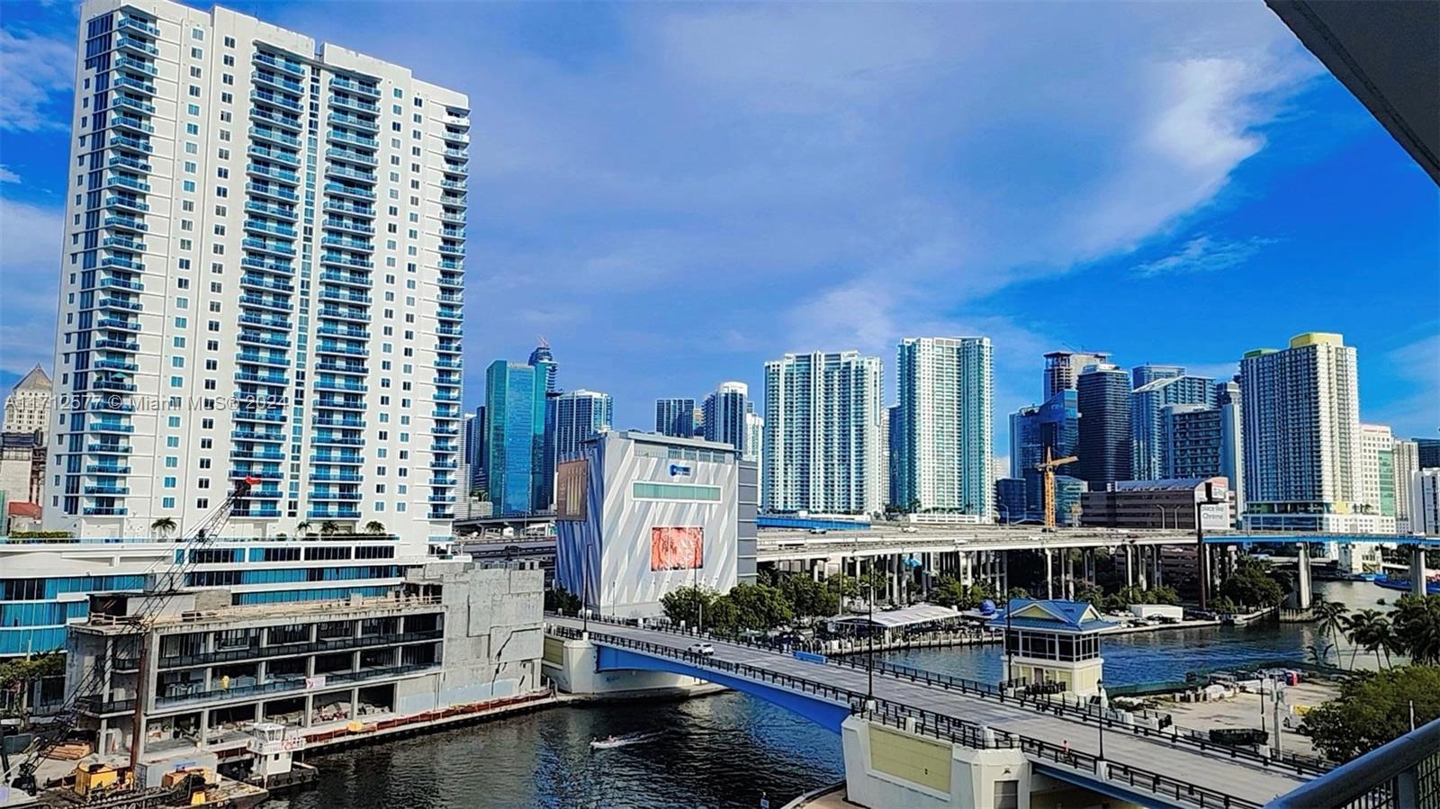 a city view with tall buildings