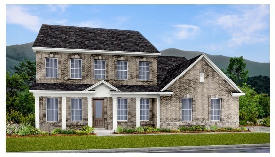 Artist rendering of an Alpine floorplan with a D elevation. Colors and garage swing with vary on actual homes.