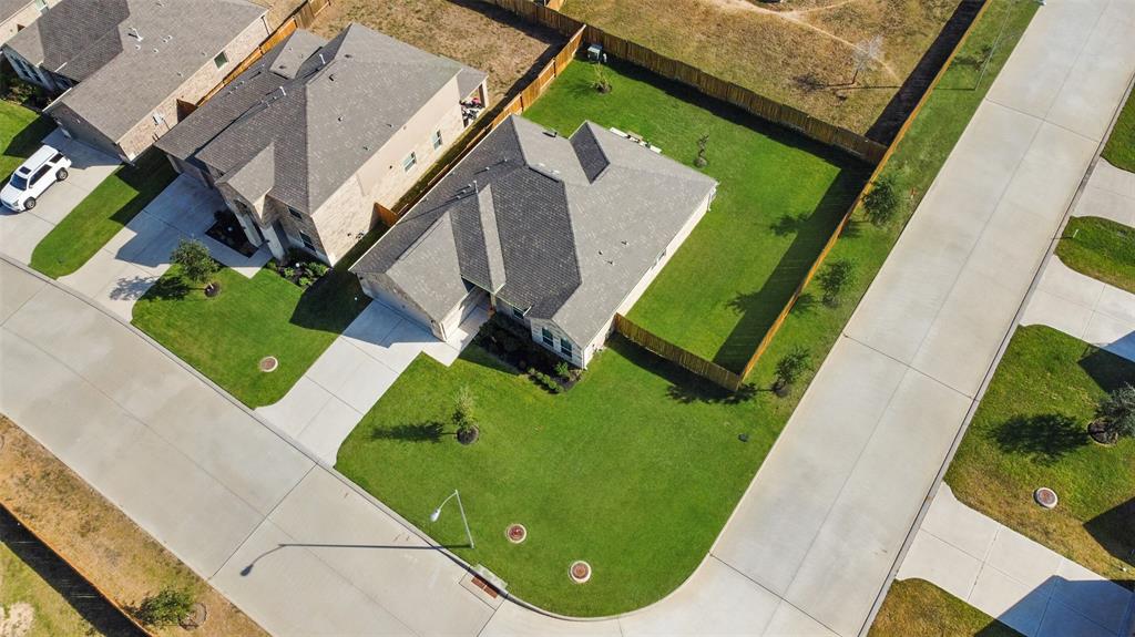 an aerial view of a house