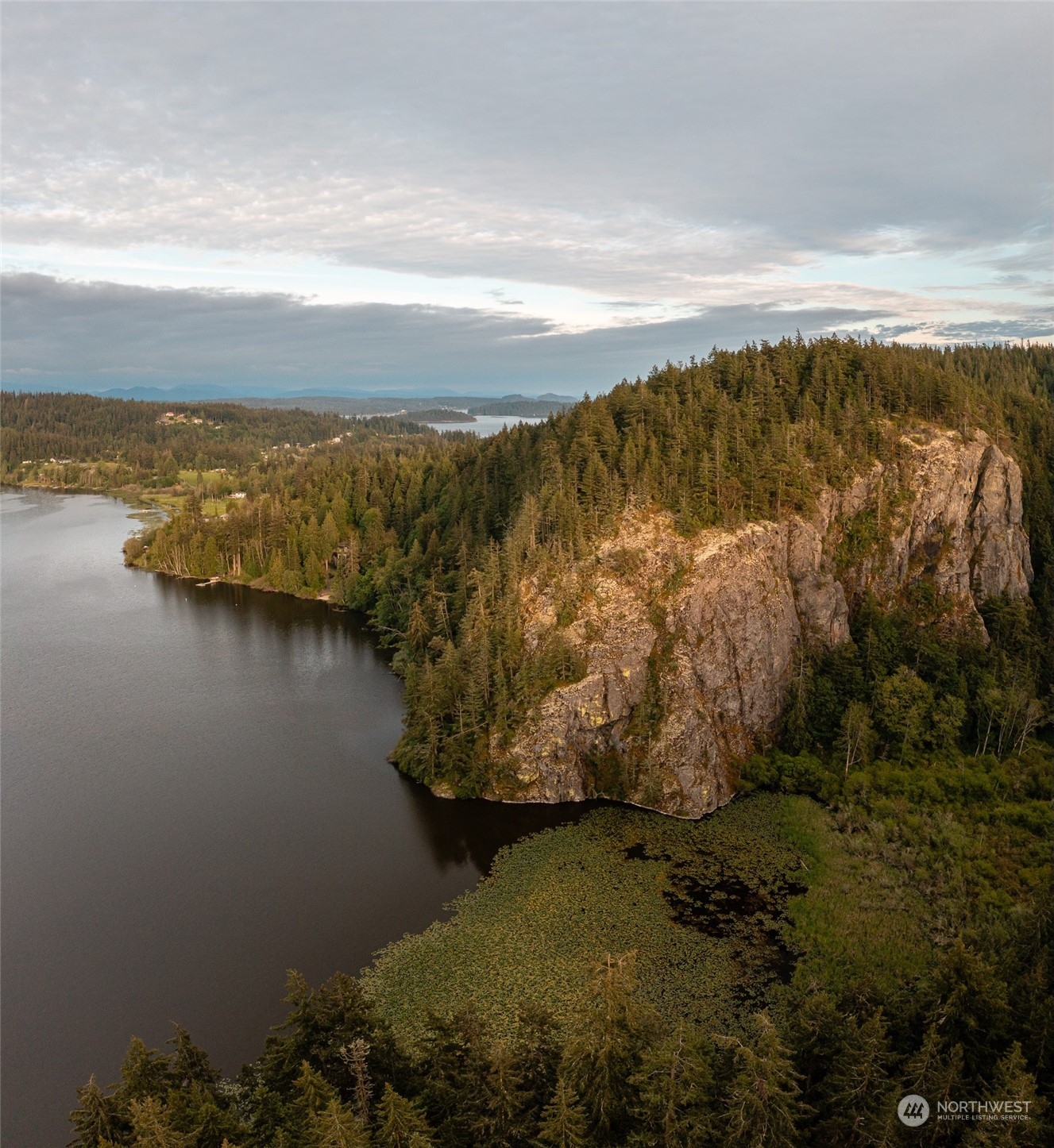 a view of lake and mountain