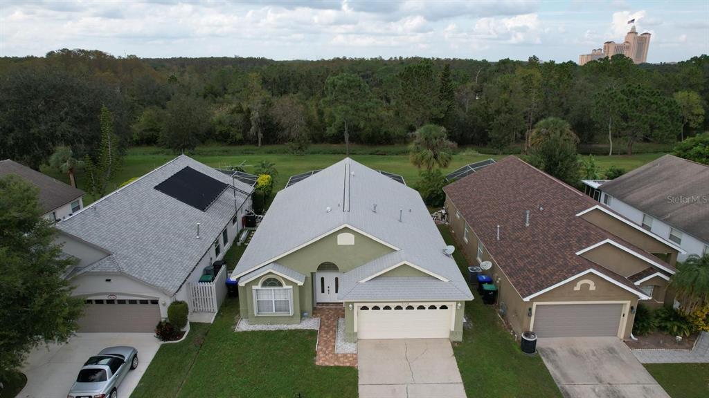 an aerial view of a house