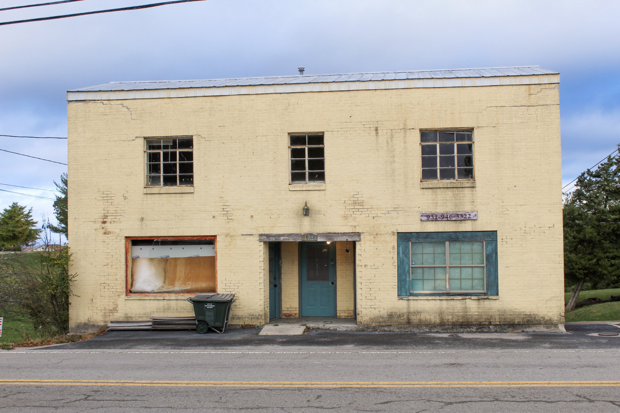 a front view of a building