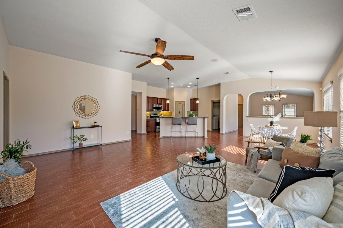 a living room with furniture