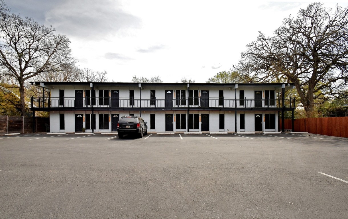 a view of a large building with many windows