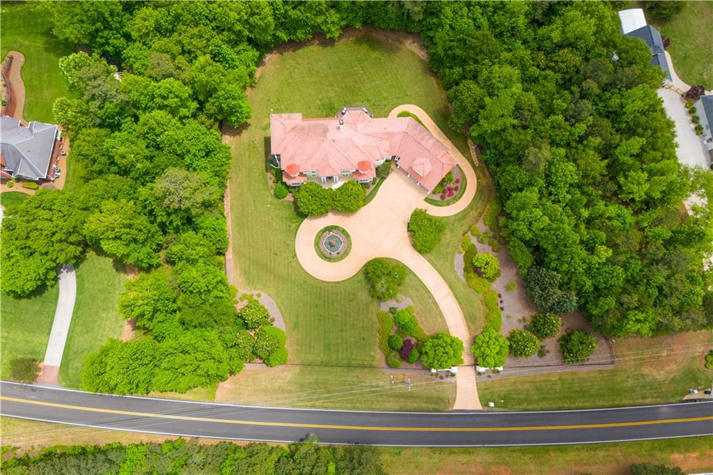 an aerial view of a house