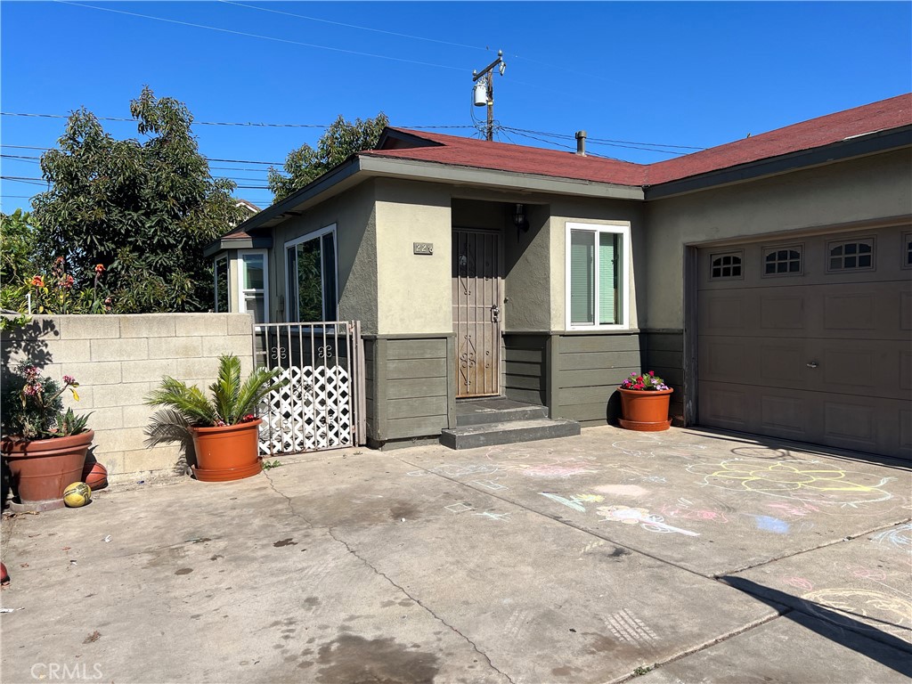 a front view of a house with a patio