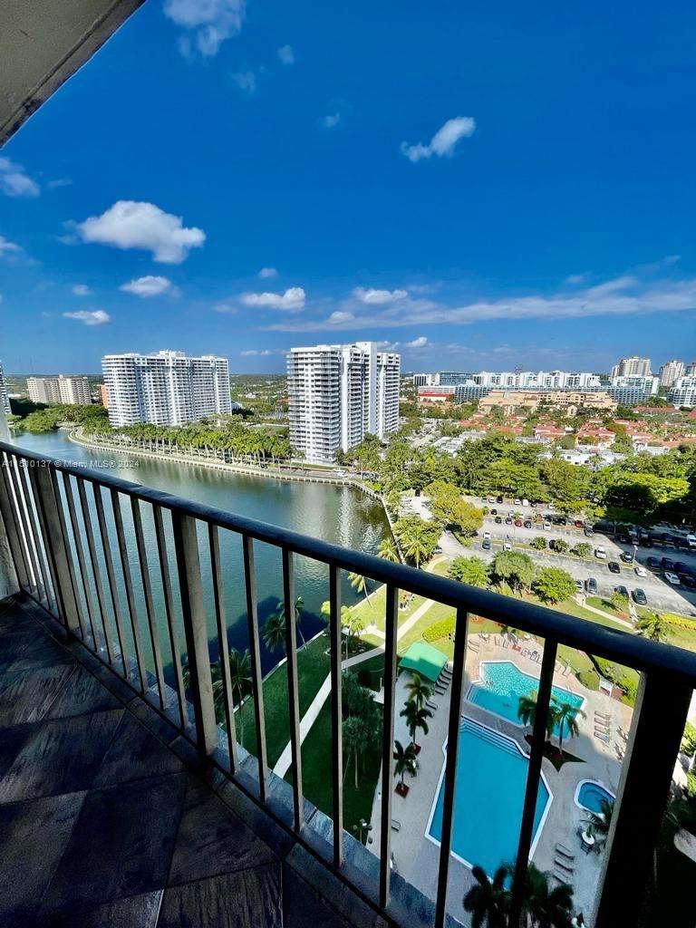 a view of a city from a balcony