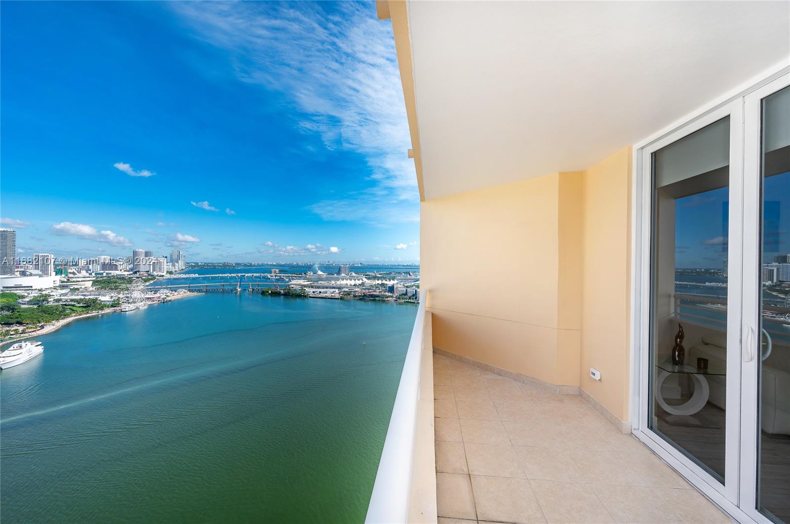 a view of an ocean from a balcony