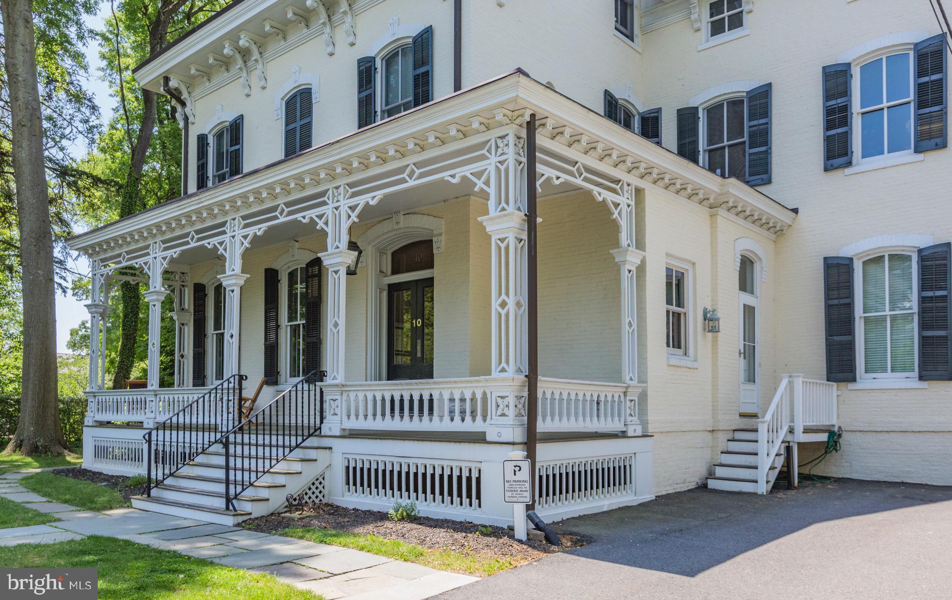 a view of a building with a porch