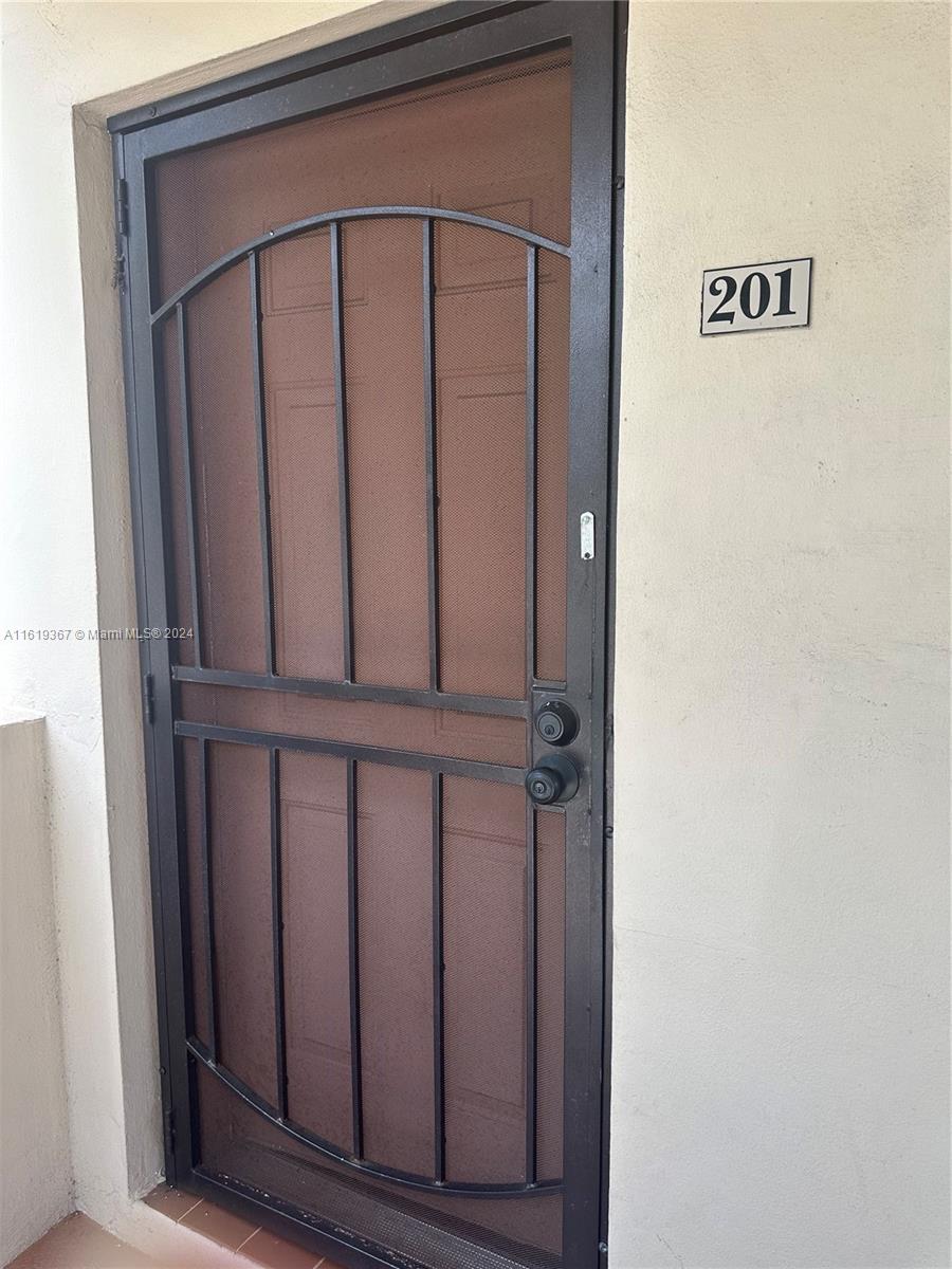 a view of a wooden door