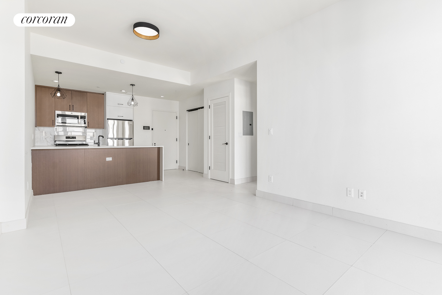 a view of a kitchen with a sink