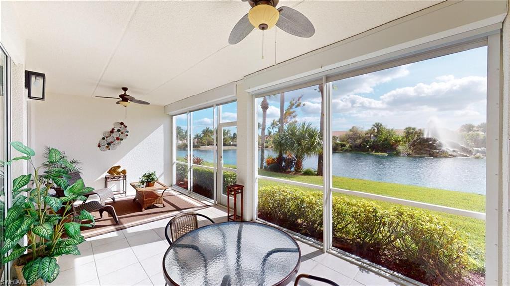 a living room with patio area