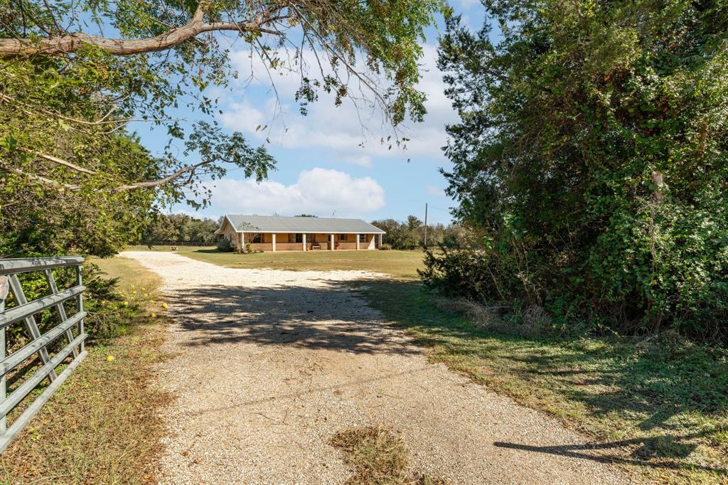 a view of a yard with an trees