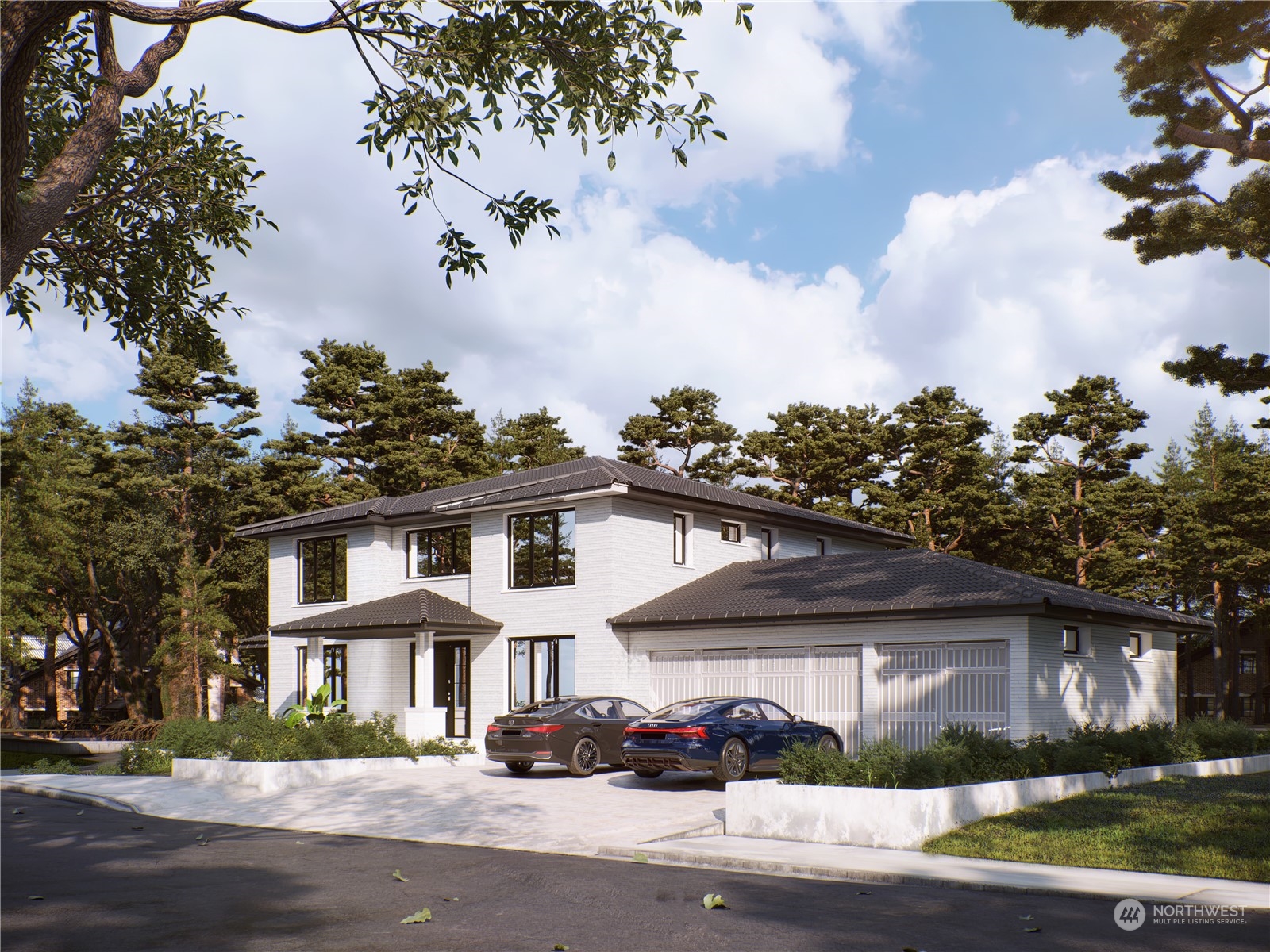 front view of a house with a street