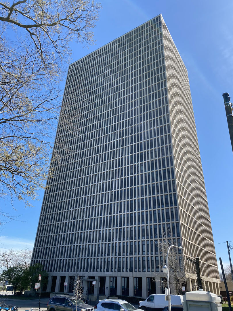 a front view of a building