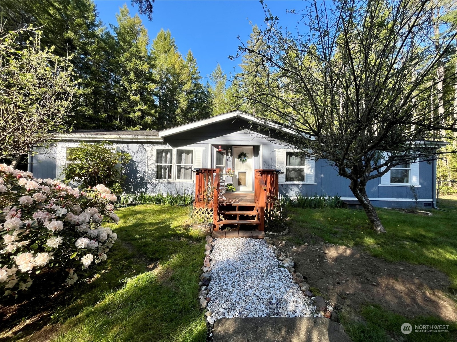 a view of a yard in front of house