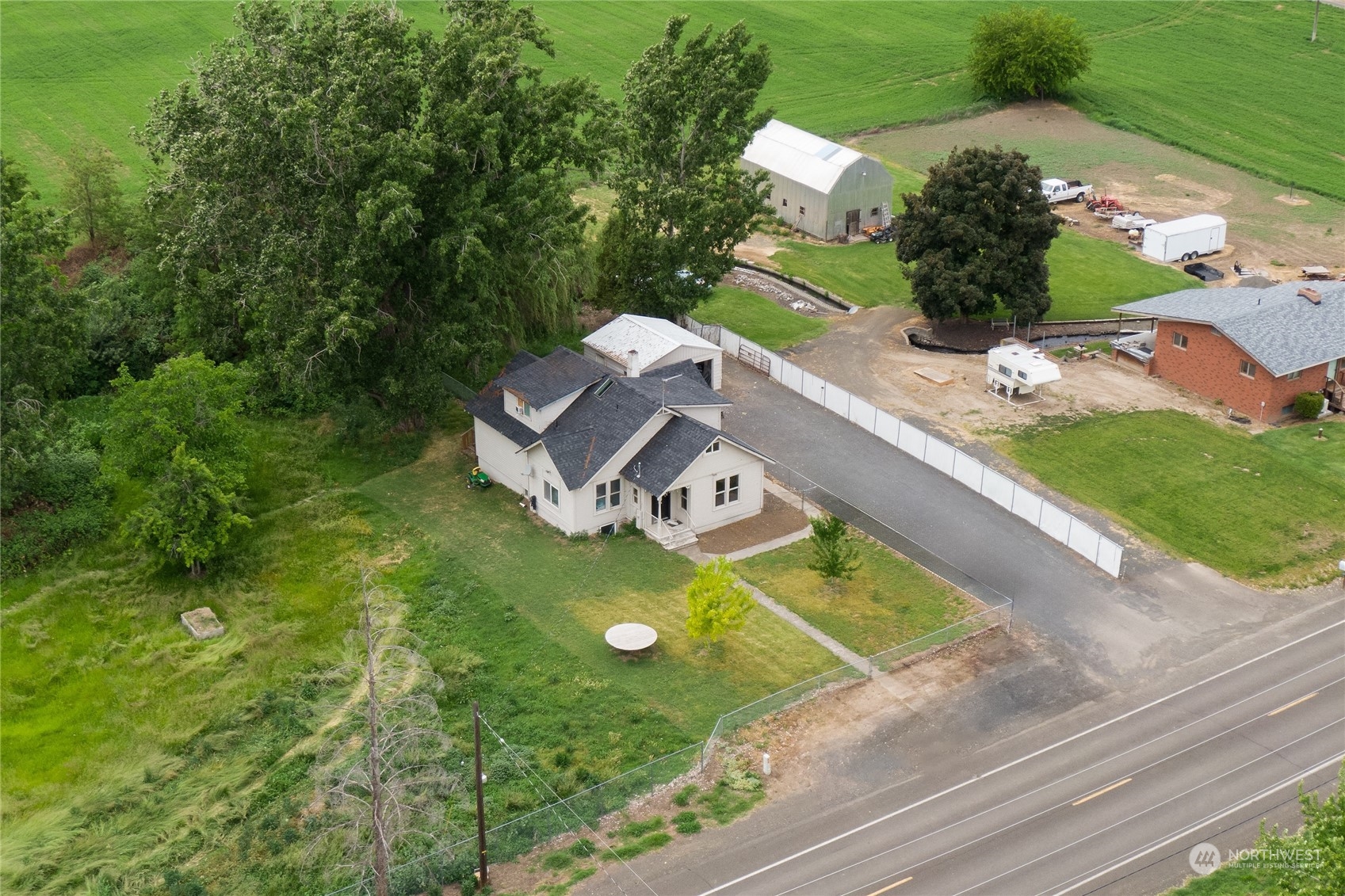 an aerial view of a house