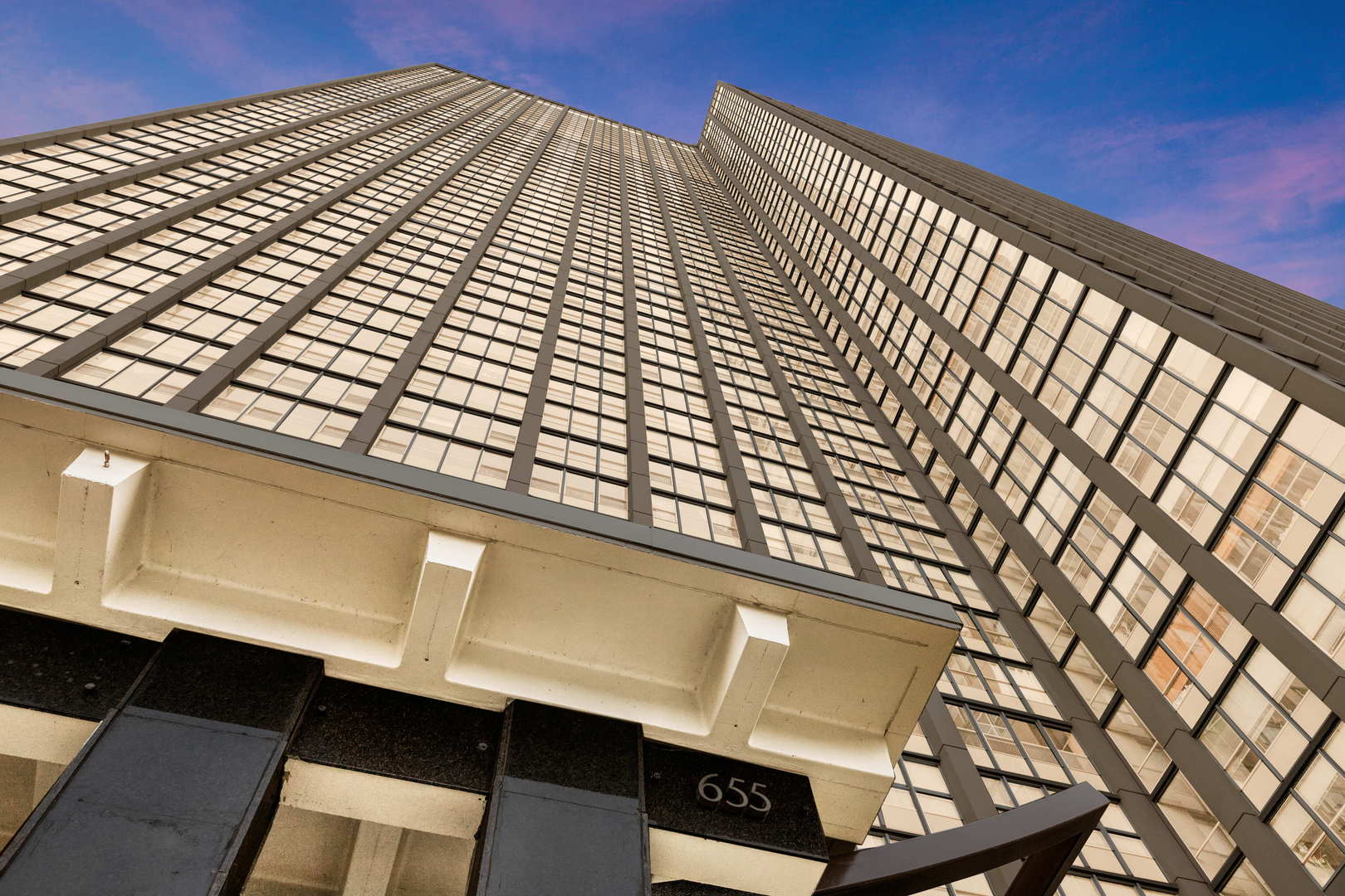 a view of a building from a balcony