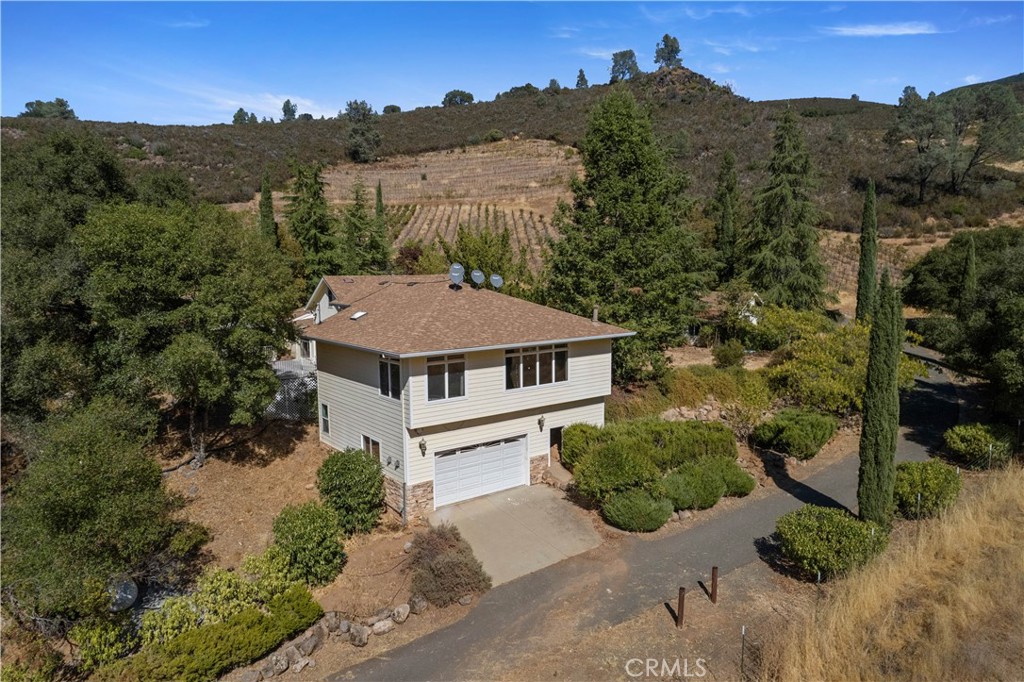 an aerial view of a house