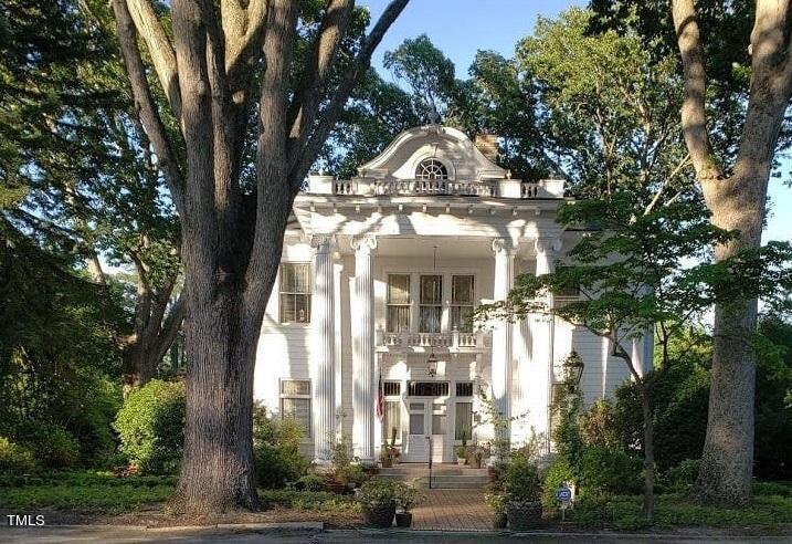 a view of a building with a trees