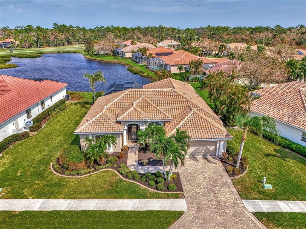 an aerial view of a house