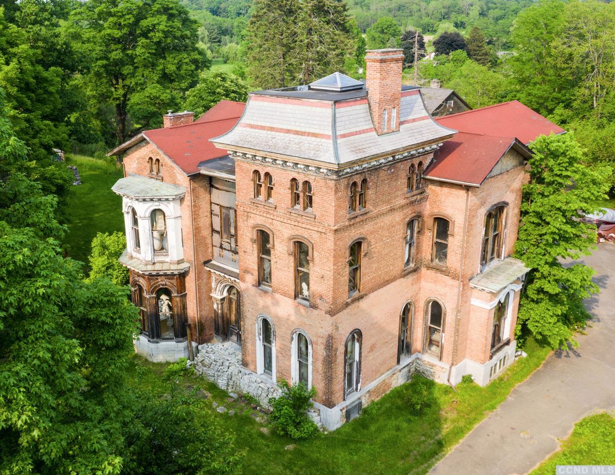 an aerial view of a house