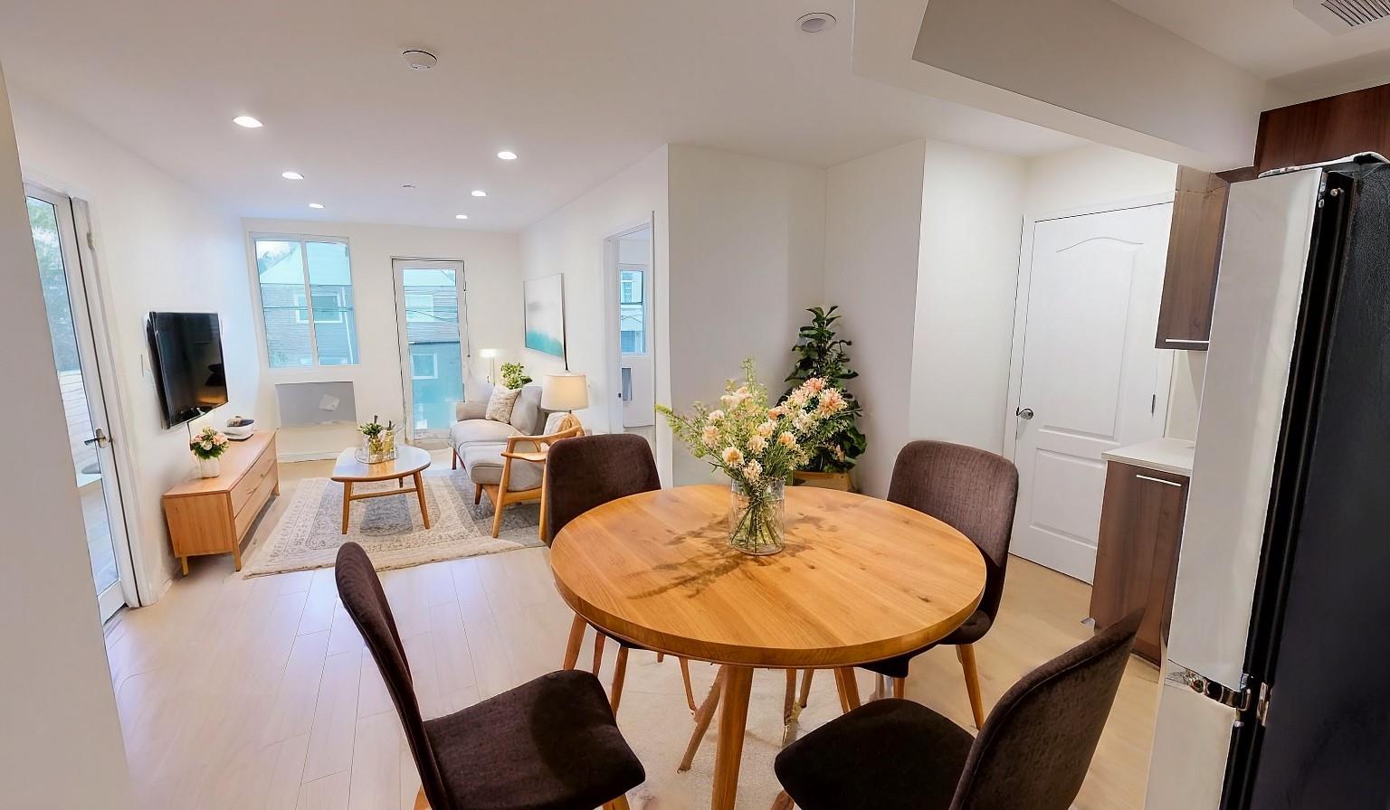 Dining room with light wood-type flooring