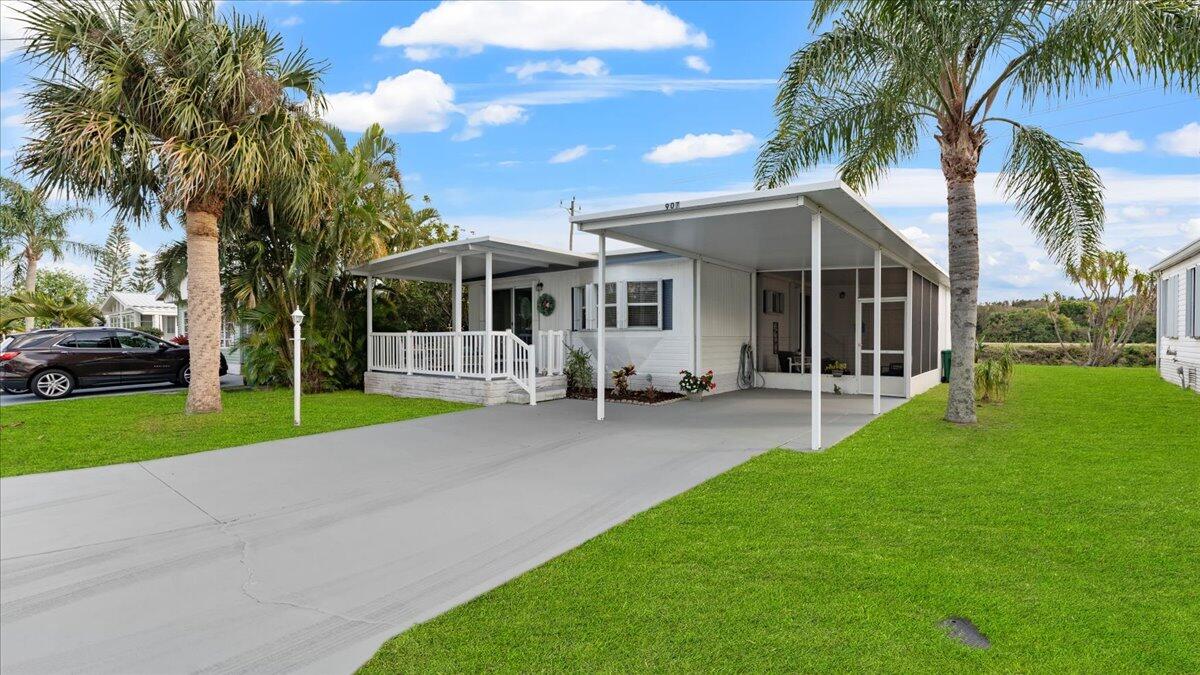 a view of a house with a patio