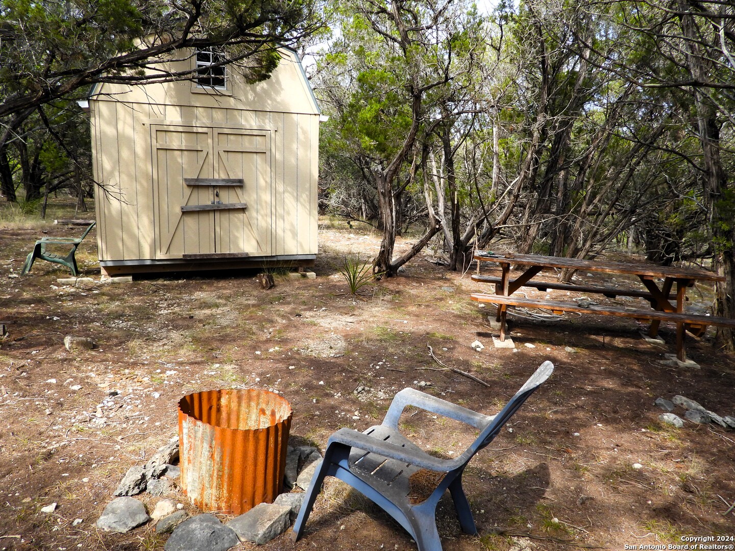 a view of outdoor space with seating