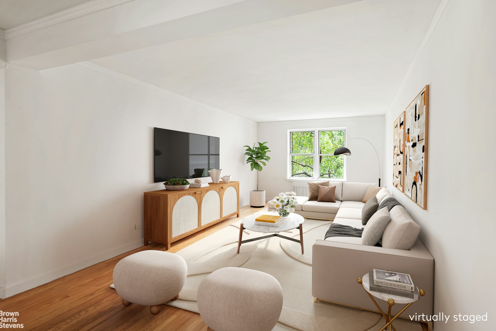 a living room with furniture and a flat screen tv