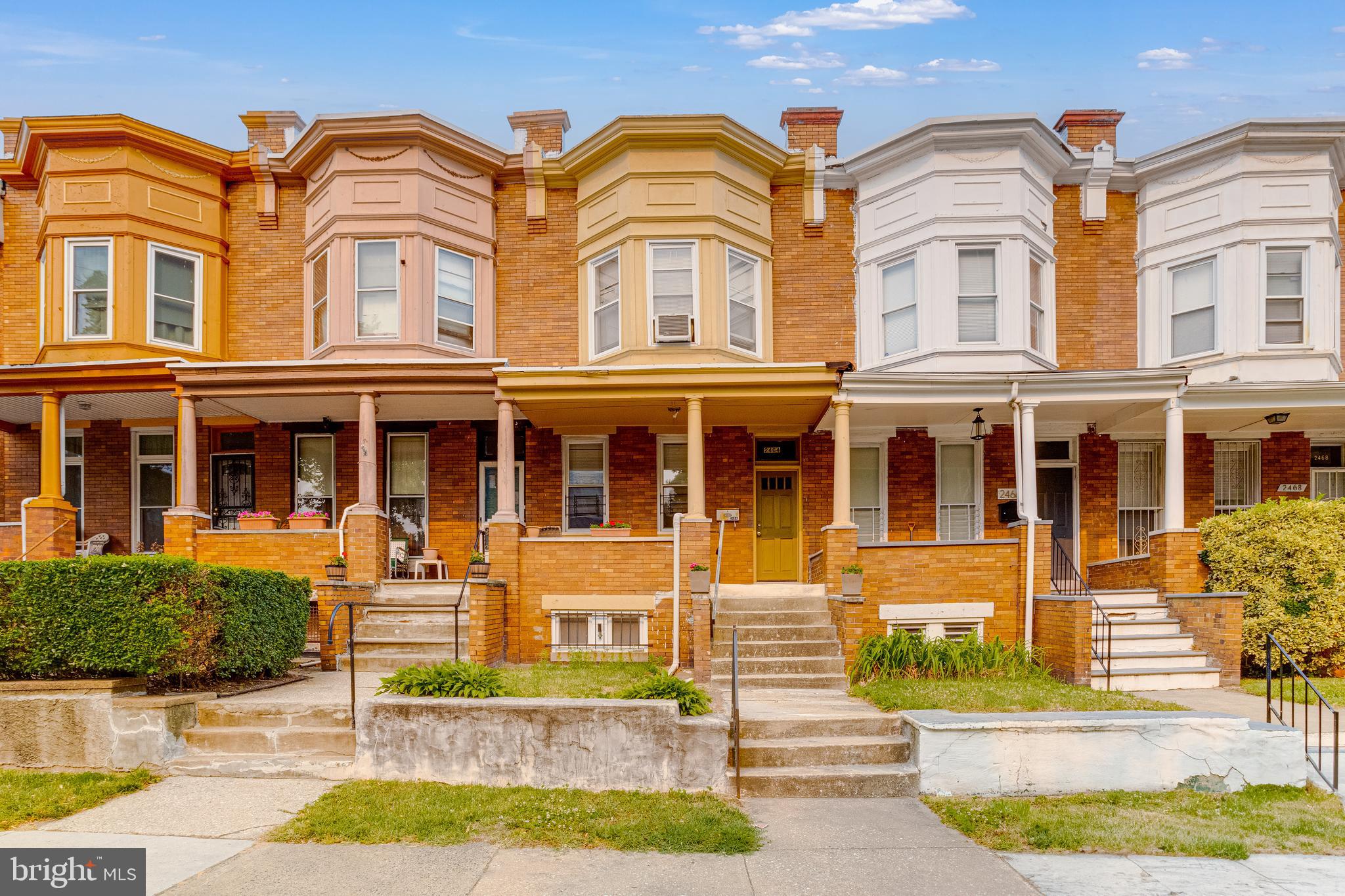 front view of a brick house