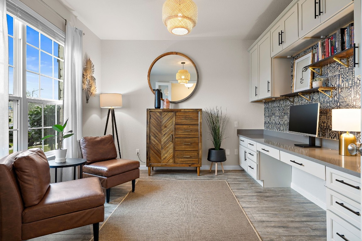 Office with Custom Cabinets and Quartz counter